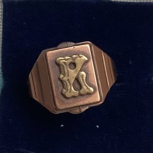 New vintage copper K monogram adjustable ring